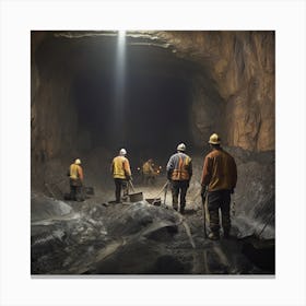 Mine Workers In A Mine Canvas Print