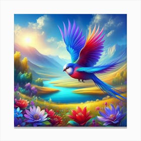 Bird with colours Canvas Print
