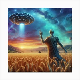 Alien In The Wheat Field 3 Canvas Print