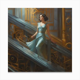 Woman On The Stairs 1 Canvas Print