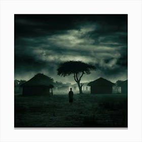 Dark Night In The Village Canvas Print