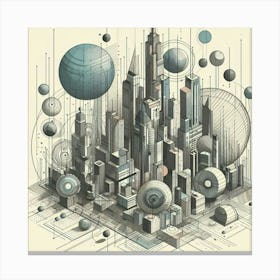 Cityscape architecture Abstract Painting Canvas Print
