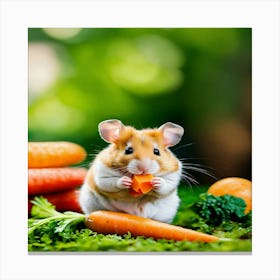 Hamster Eating Carrots Canvas Print