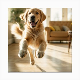 Golden Retriever Jumping Canvas Print