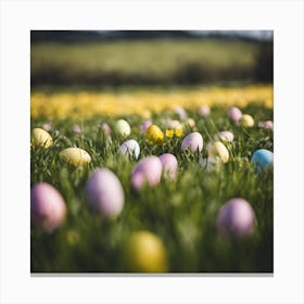 Easter Eggs In A Field Canvas Print