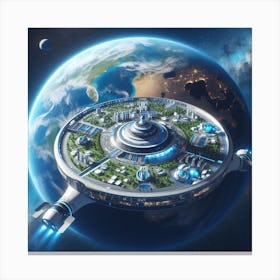 Spaceship In Space 35 Canvas Print