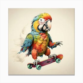 Parrot On Skateboard Canvas Print