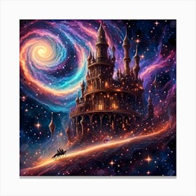 Surreal Castle in The Swirl of Galaxy Canvas Print