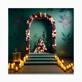 Floral Arch With Candles Canvas Print