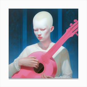 Girl With A Pink Guitar Canvas Print