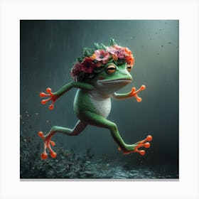 Frog In The Rain 1 Canvas Print