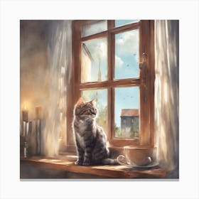 Cat At The Window Canvas Print