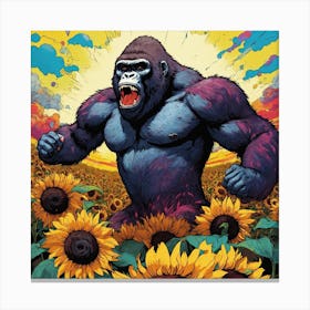 Gorilla In The Sunflowers Canvas Print