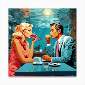 Man And Woman Drinking Tea Canvas Print