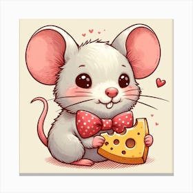 Cute Mouse With Cheese 2 Canvas Print