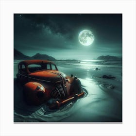 Abandoned Car On The Beach 1 Canvas Print