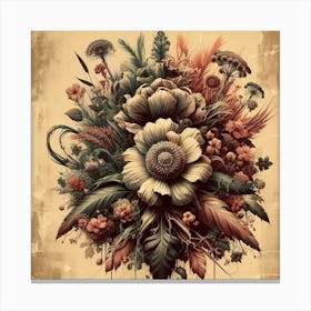 Flowers And Leaves Canvas Print