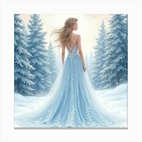 Elegant Dress In Watercolor, With A Dreamy Winter Wonderland 1 Canvas Print