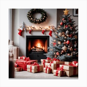 Christmas Tree In Living Room 4 Canvas Print