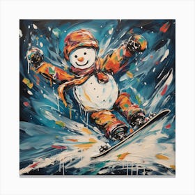Snowman Snowboarding Canvas Print