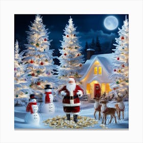 Christmas Scene With Santa Claus 1 Canvas Print