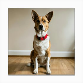 A Photo Of A Dog Sitting On The Floor 1 Canvas Print