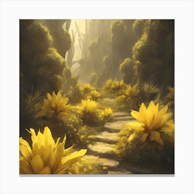 Path Of Yellow Flowers Canvas Print