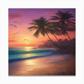 Sunset At The Beach 16 Canvas Print