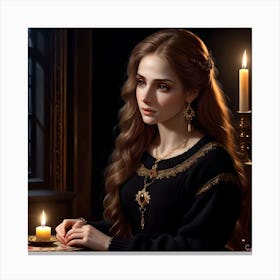 Girl With A Candle Canvas Print