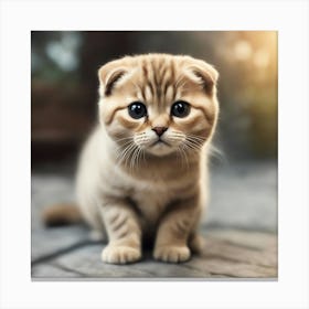 A Cute Scottish Fold Kitty, Pixar Style, Watercolor Illustration Style 8k, Png (4) Canvas Print