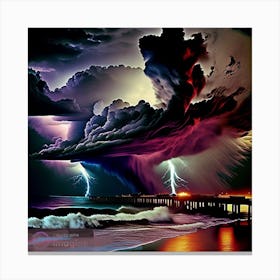 Coastal Lightning Storm Canvas Print