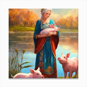 Pigs And Princess Canvas Print