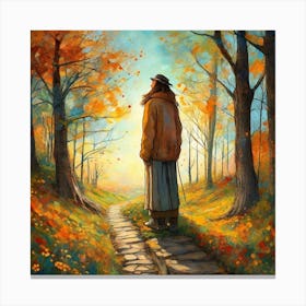 Walker In The Woods Canvas Print