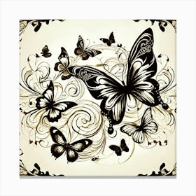 Butterflies And Vines 7 Canvas Print