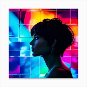 Abstract Short Hair Brunette Woman Portrait Canvas Print