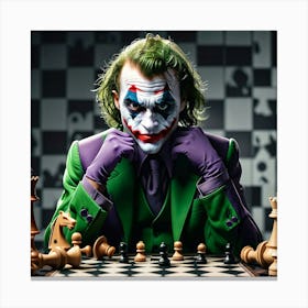 Joker Playing Chess Canvas Print