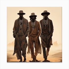Men's silhouettes in boho style Canvas Print