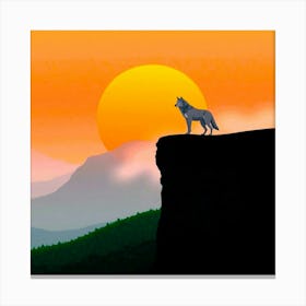 Wolf At Sunset Canvas Print