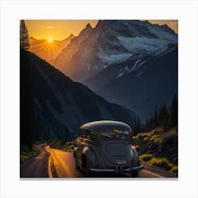 Old Car At Sunset 1 Canvas Print