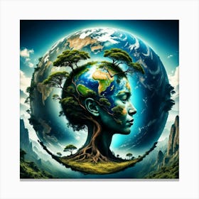 Earth In A Woman'S Head Canvas Print