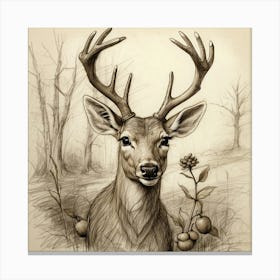 Deer In The Woods 129 Canvas Print