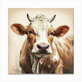 Cow With Horns 1 Canvas Print