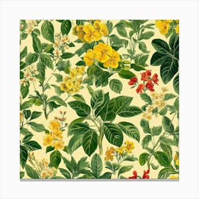 Yellow Flowers On A White Background Art Canvas Print