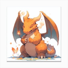 Cute Dragon, Charizard illustration Canvas Print
