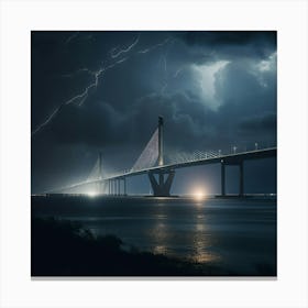 Lightning Over The Bridge Canvas Print