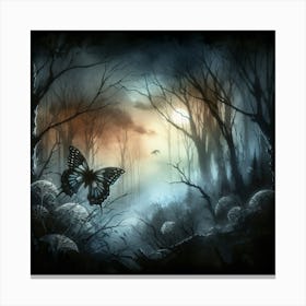 Butterfly in Dark Haunted Woods III Canvas Print