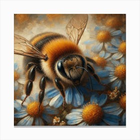 Bee On Daisies 1 Canvas Print