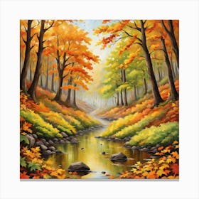 Forest In Autumn In Minimalist Style Square Composition 274 Canvas Print