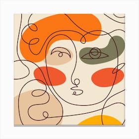 Abstract Woman's Face Single Line Canvas Print