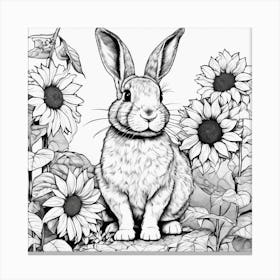 Rabbit With Sunflowers 1 Canvas Print